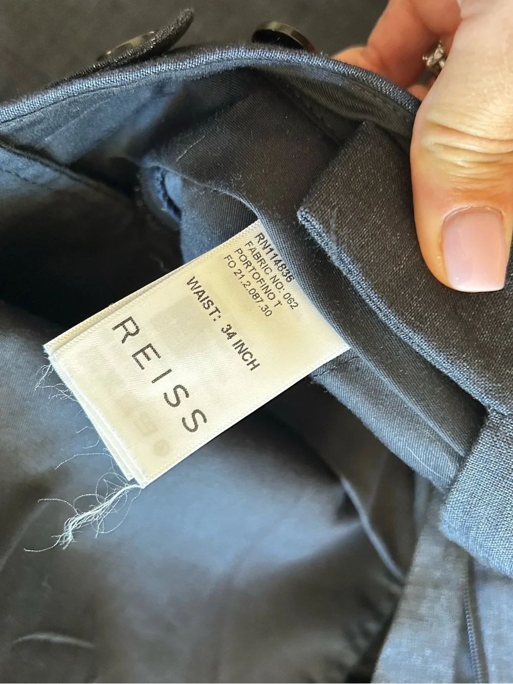 Reiss Navy Blue Single-Breasted Linen Blend Suit jacket and pants